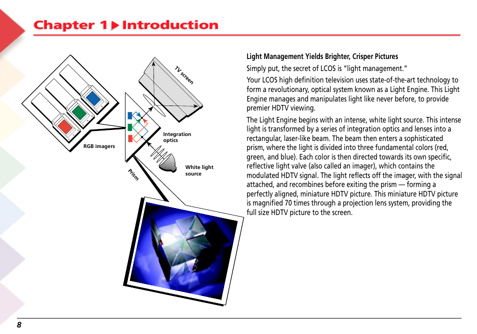 Light management yields brighter, crisper pictures, Chapter 1 introduction | RCA Scenium L50000 User Manual | Page 12 / 178