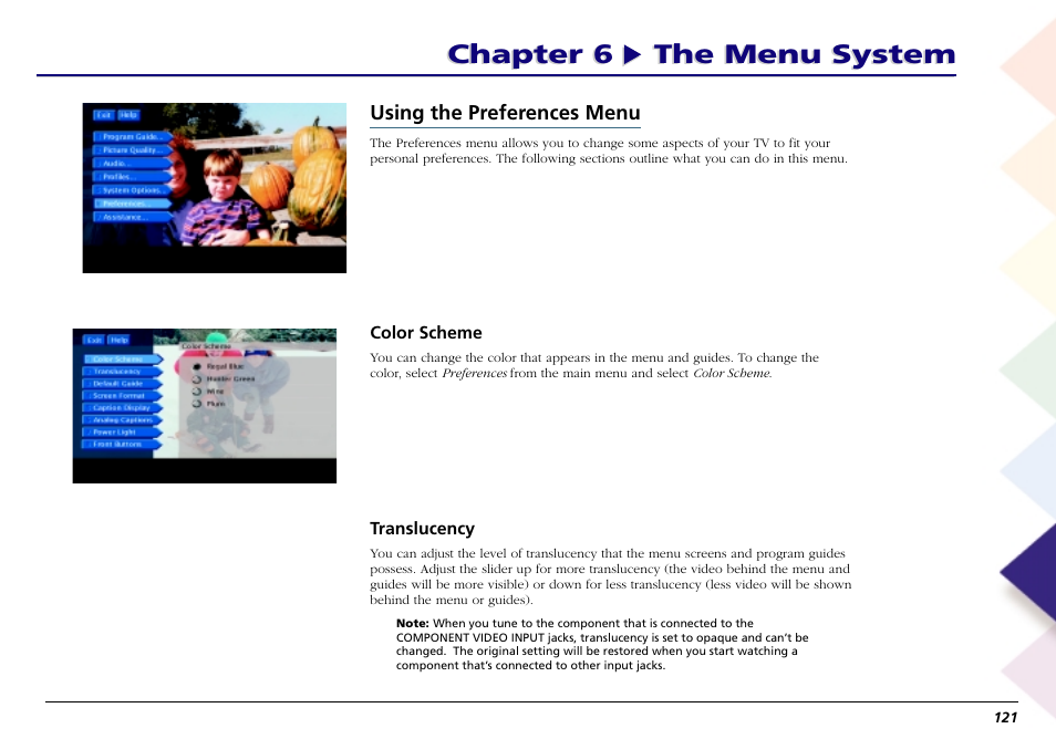 Chapter 6 the menu system | RCA Scenium L50000 User Manual | Page 125 / 178