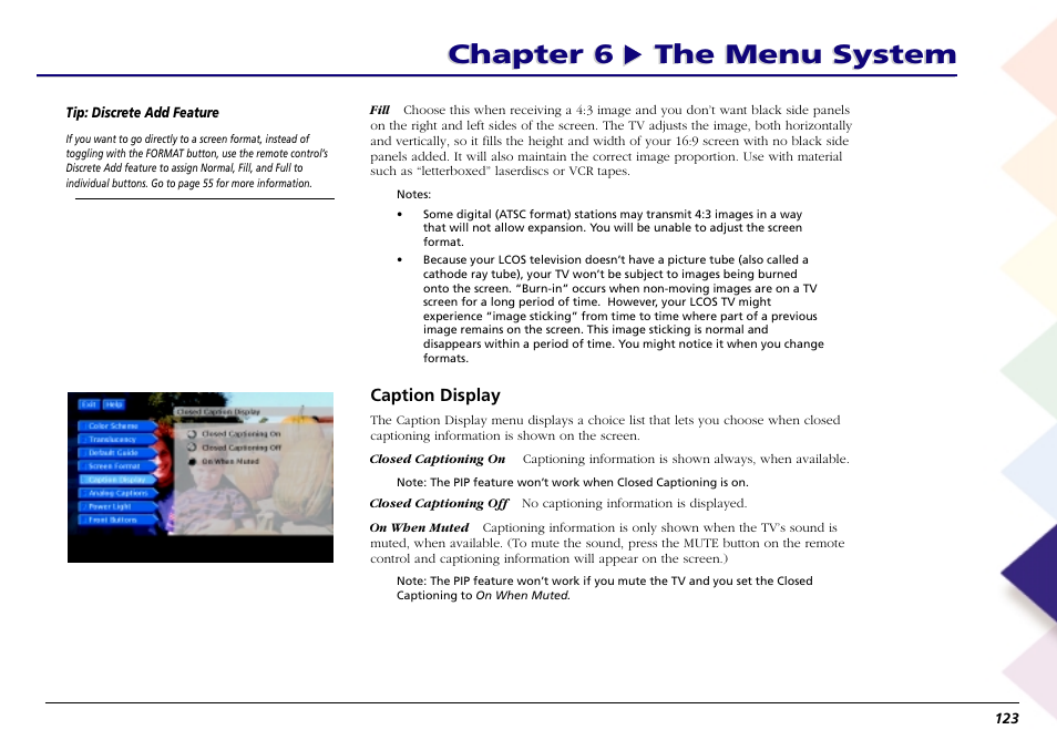 Chapter 6 the menu system | RCA Scenium L50000 User Manual | Page 127 / 178