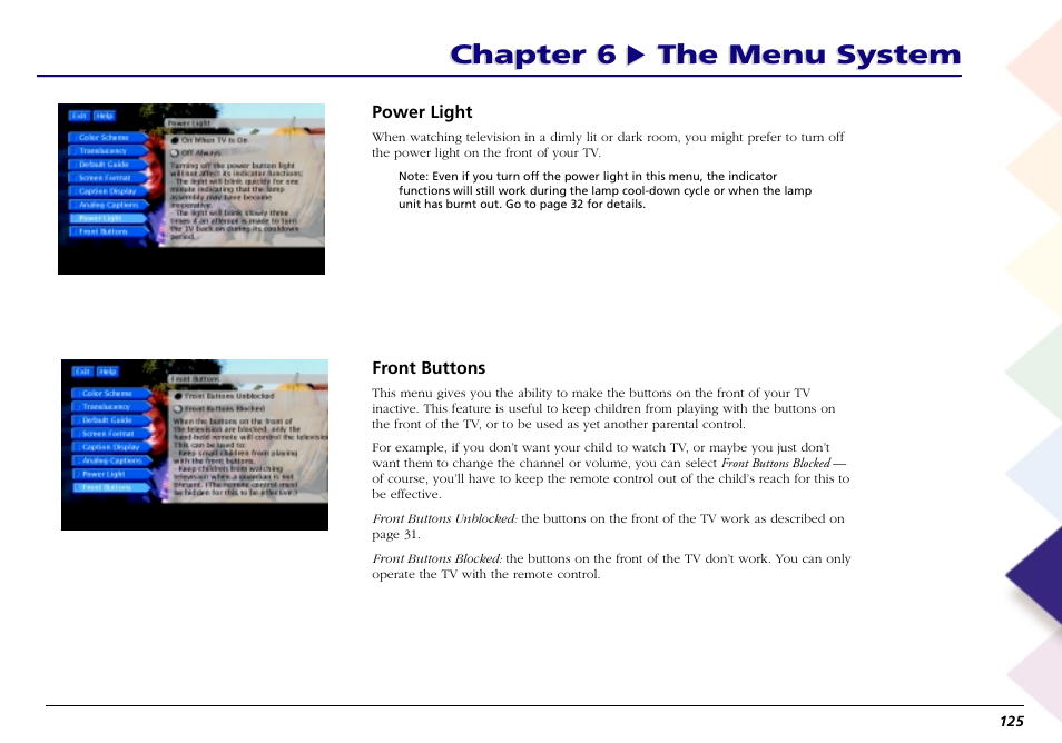 Chapter 6 the menu system | RCA Scenium L50000 User Manual | Page 129 / 178