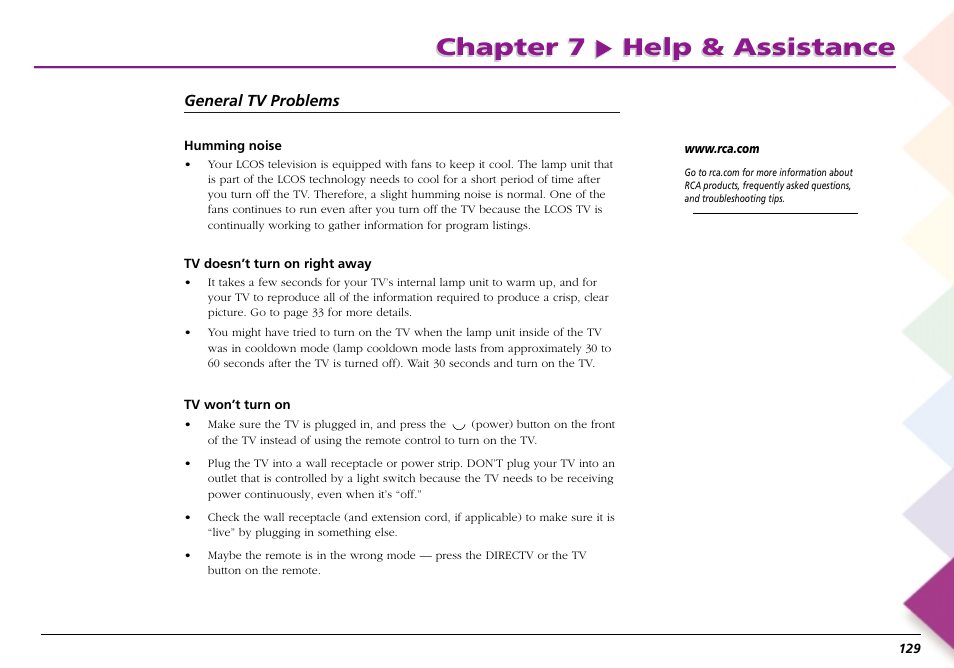 Chapter 7 help & assistance | RCA Scenium L50000 User Manual | Page 133 / 178