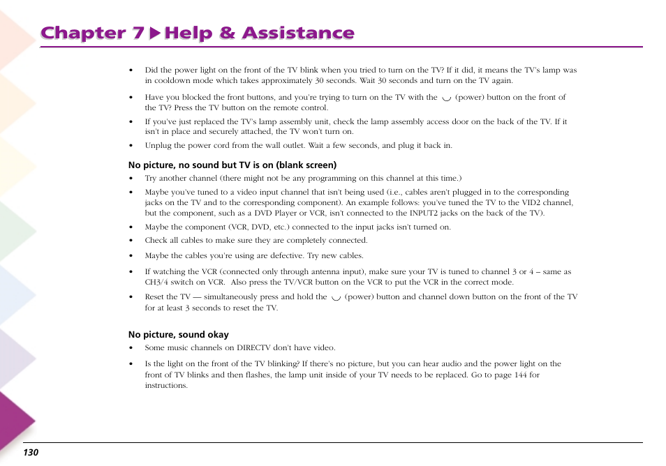 Chapter 7 help & assistance | RCA Scenium L50000 User Manual | Page 134 / 178