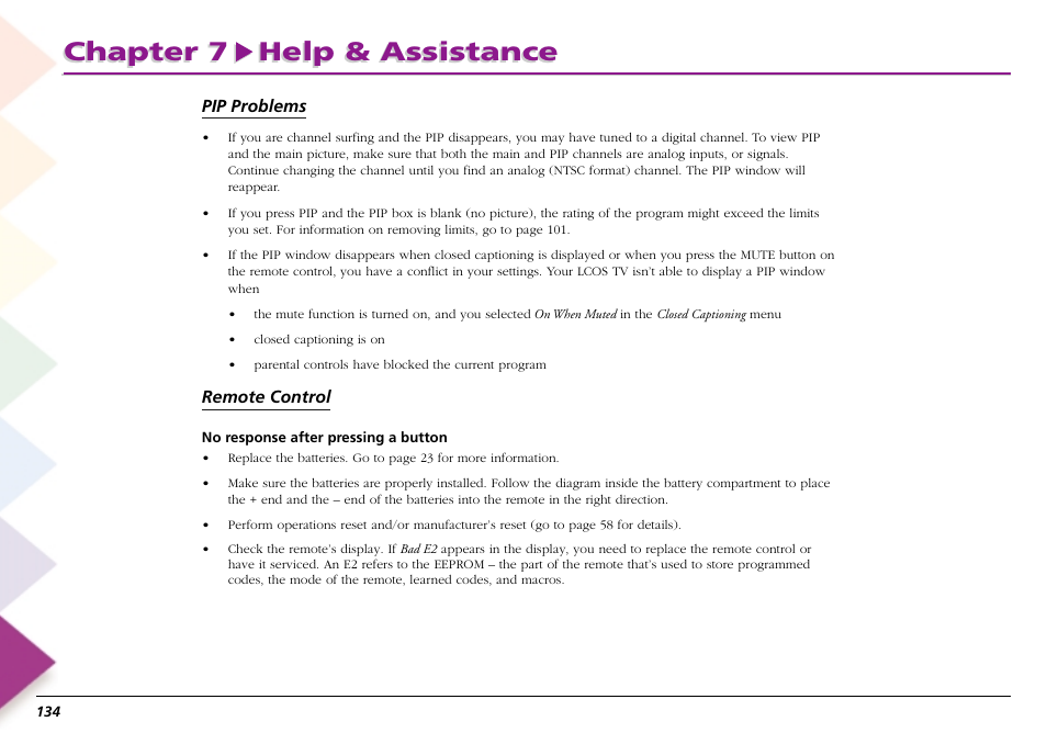 Chapter 7 help & assistance | RCA Scenium L50000 User Manual | Page 138 / 178