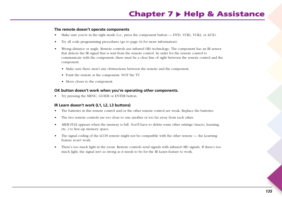 Chapter 7 help & assistance | RCA Scenium L50000 User Manual | Page 139 / 178