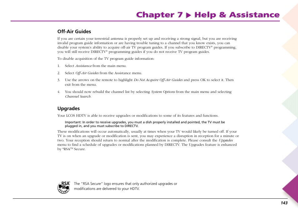 Chapter 7 help & assistance | RCA Scenium L50000 User Manual | Page 147 / 178