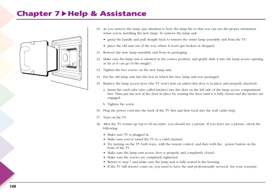 Fcc registration information, Chapter 7 help & assistance | RCA Scenium L50000 User Manual | Page 152 / 178