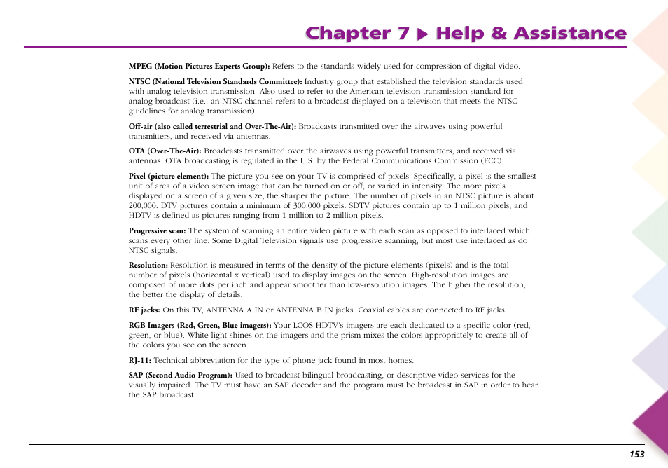 Chapter 7 help & assistance | RCA Scenium L50000 User Manual | Page 157 / 178