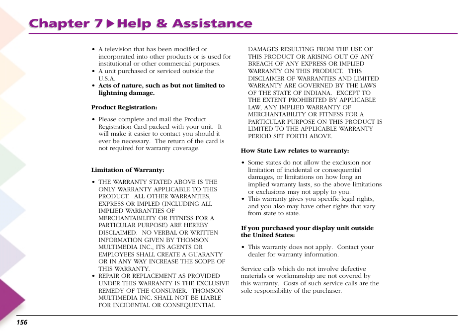 Chapter 7 help & assistance | RCA Scenium L50000 User Manual | Page 160 / 178