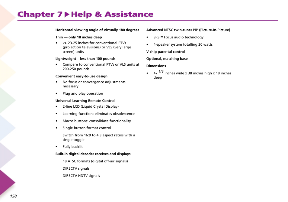 Chapter 7 help & assistance | RCA Scenium L50000 User Manual | Page 162 / 178