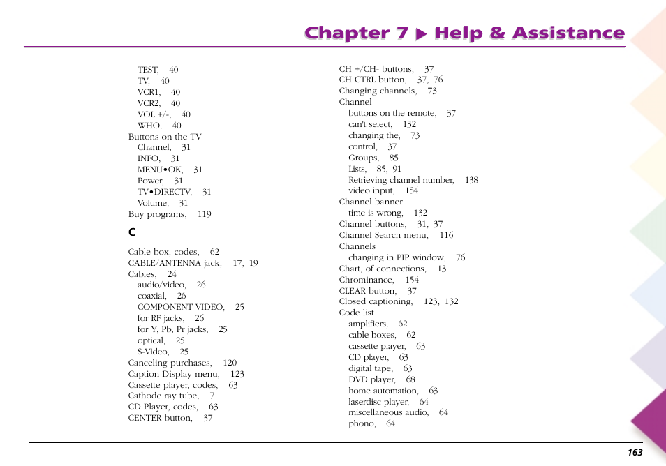 Chapter 7 help & assistance | RCA Scenium L50000 User Manual | Page 167 / 178