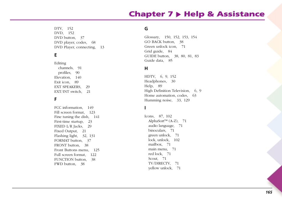 Chapter 7 help & assistance | RCA Scenium L50000 User Manual | Page 169 / 178