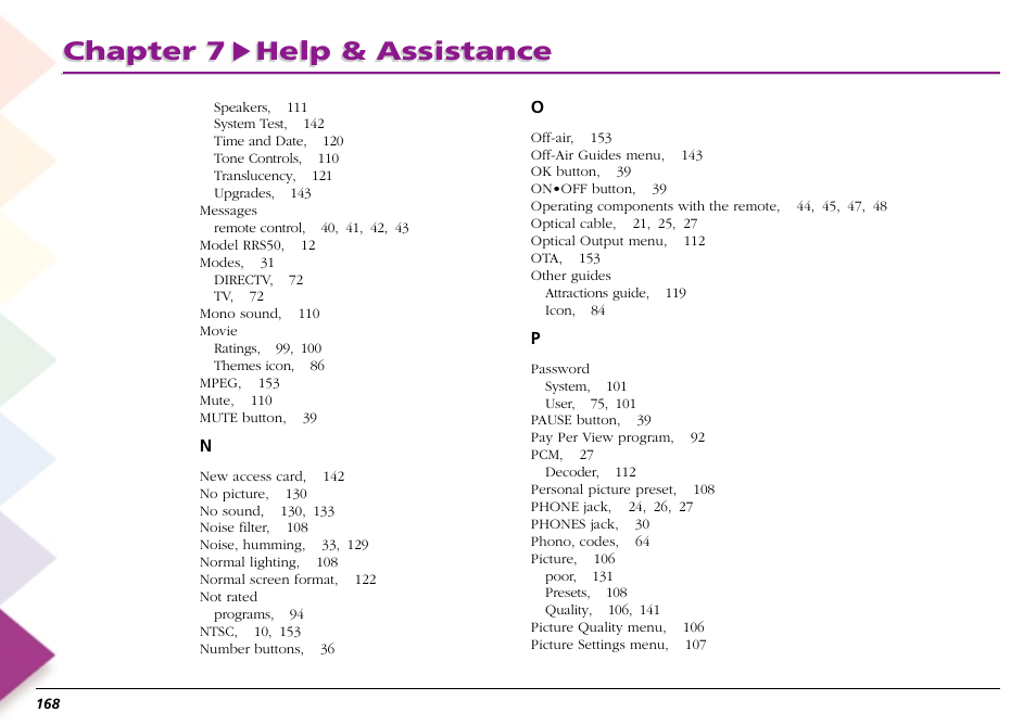 Chapter 7 help & assistance | RCA Scenium L50000 User Manual | Page 172 / 178