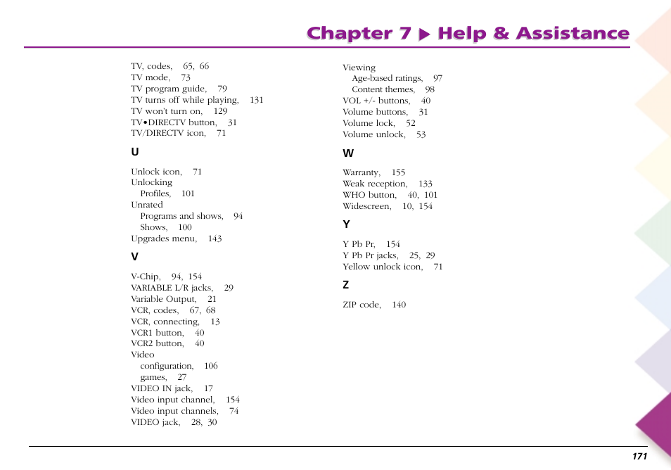 Chapter 7 help & assistance | RCA Scenium L50000 User Manual | Page 175 / 178