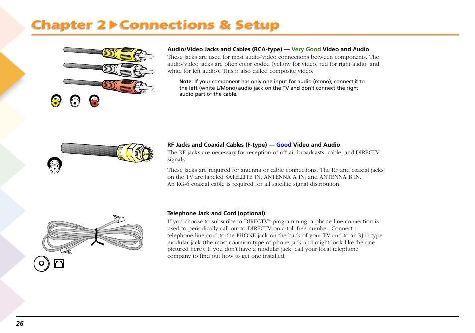 Back of the lcos tv, Chapter 2 connections & setup | RCA Scenium L50000 User Manual | Page 30 / 178