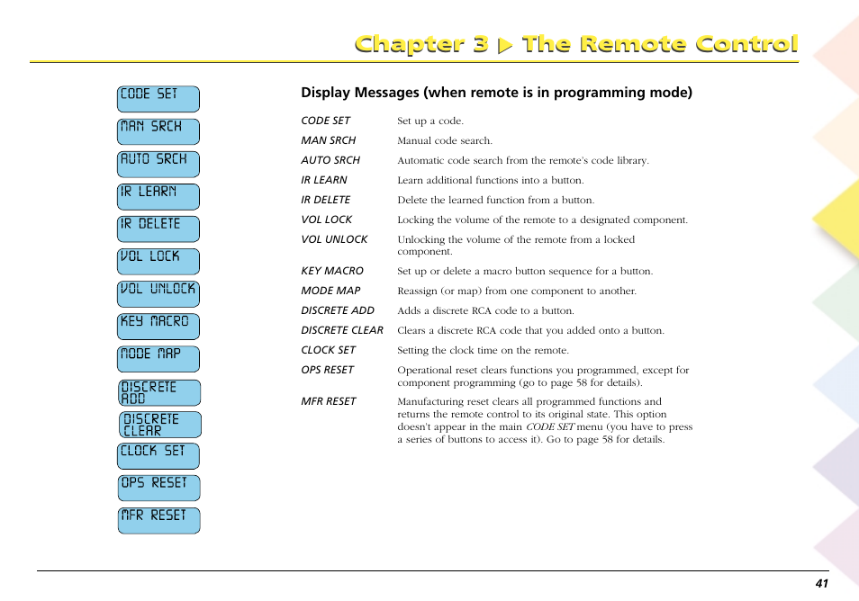 Chapter 3 the remote control | RCA Scenium L50000 User Manual | Page 45 / 178