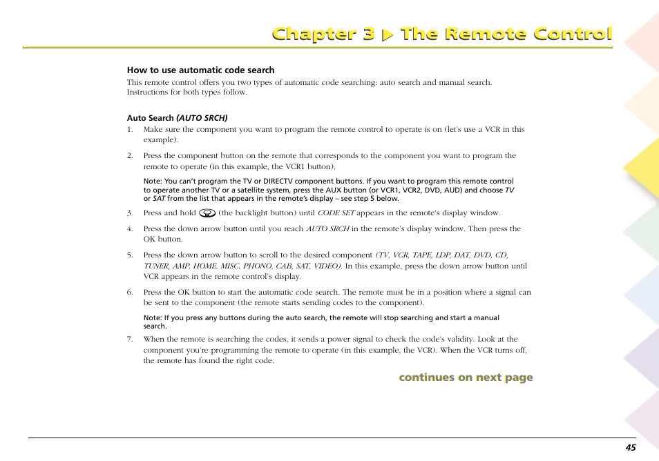 Chapter 3 the remote control | RCA Scenium L50000 User Manual | Page 49 / 178