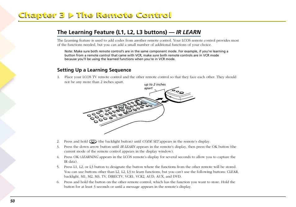 Chapter 3 the remote control | RCA Scenium L50000 User Manual | Page 54 / 178