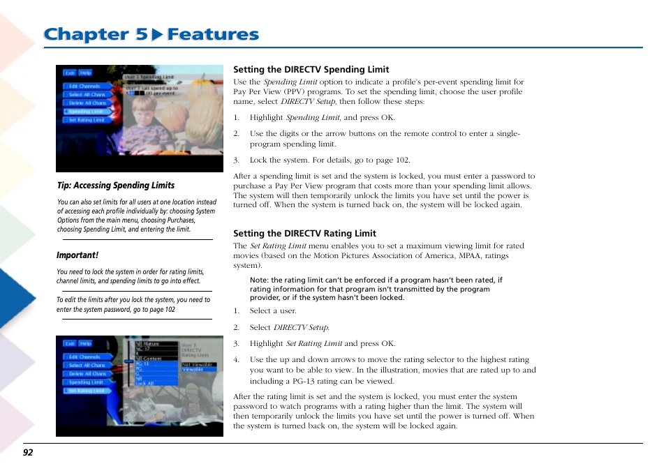 Profiles: the tv setup, Chapter 5 features | RCA Scenium L50000 User Manual | Page 96 / 178