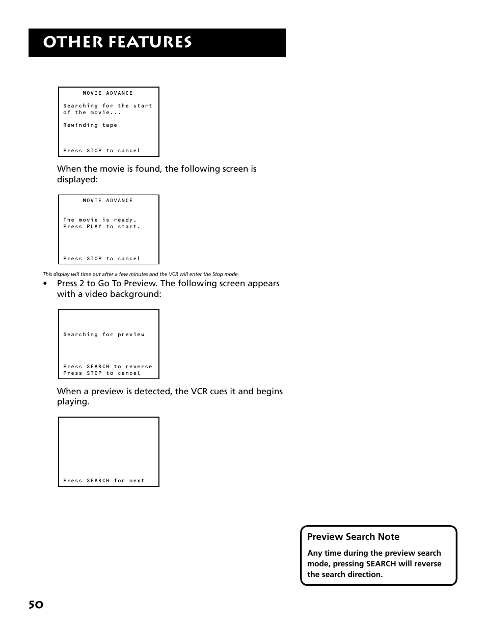 Other features | RCA VR702HF User Manual | Page 52 / 84