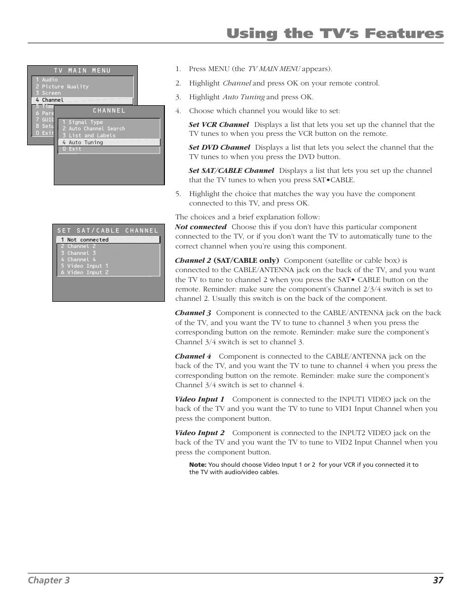Using the tv’s features, Chapter 3 37 | RCA MR51TF20 User Manual | Page 39 / 64
