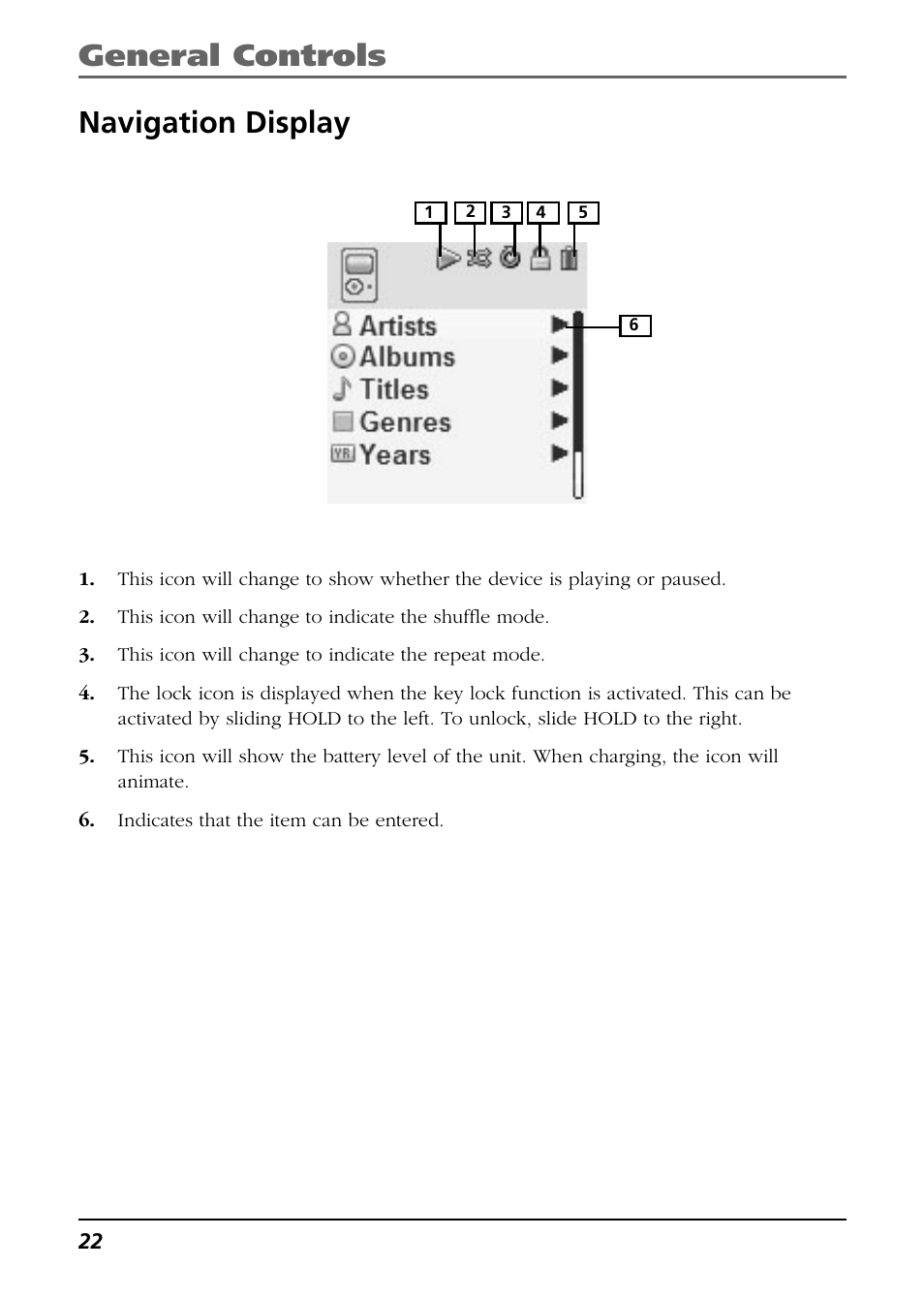 Navigation display, General controls navigation display | RCA H125 User Manual | Page 22 / 38