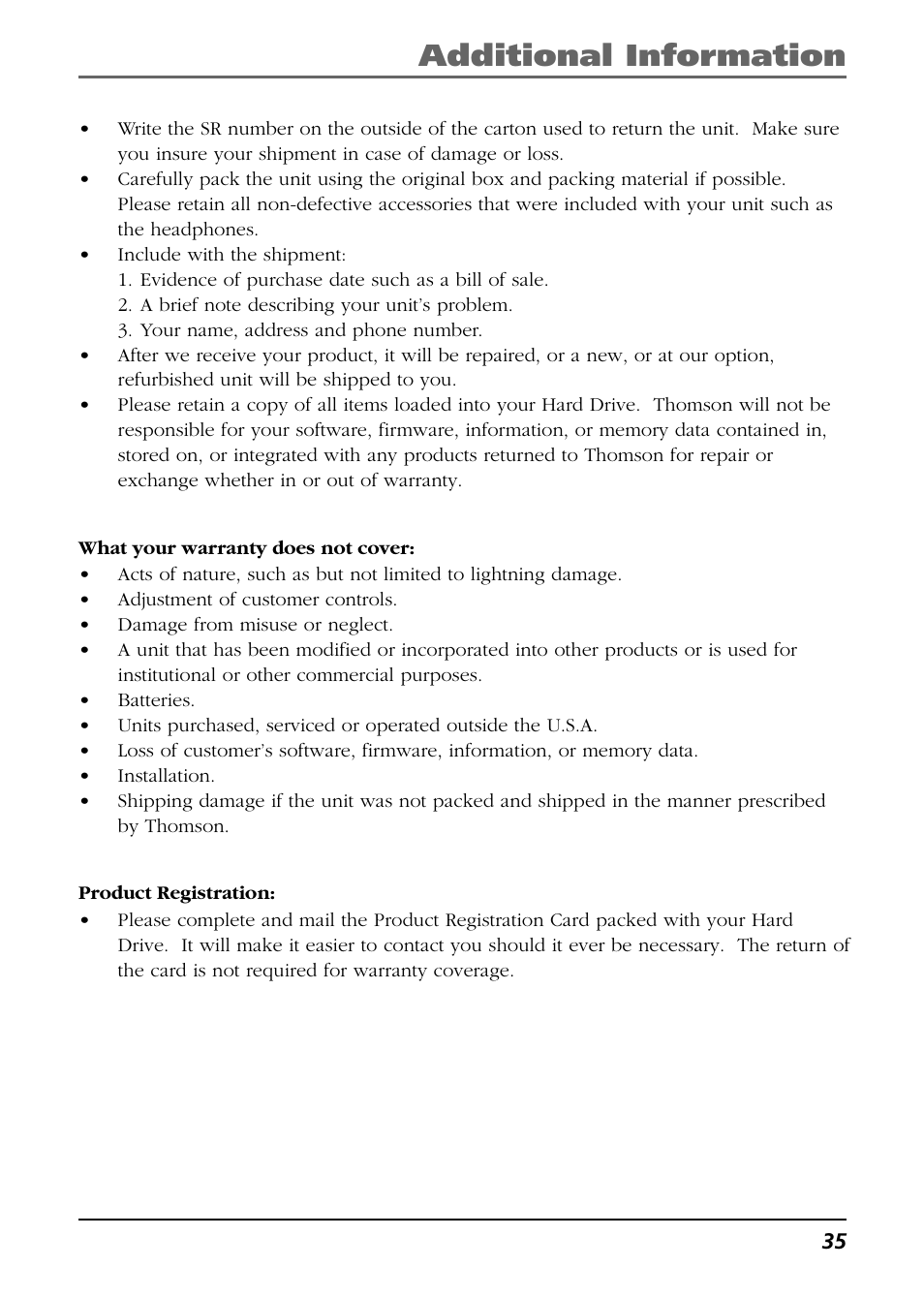 Additional information | RCA H125 User Manual | Page 35 / 38