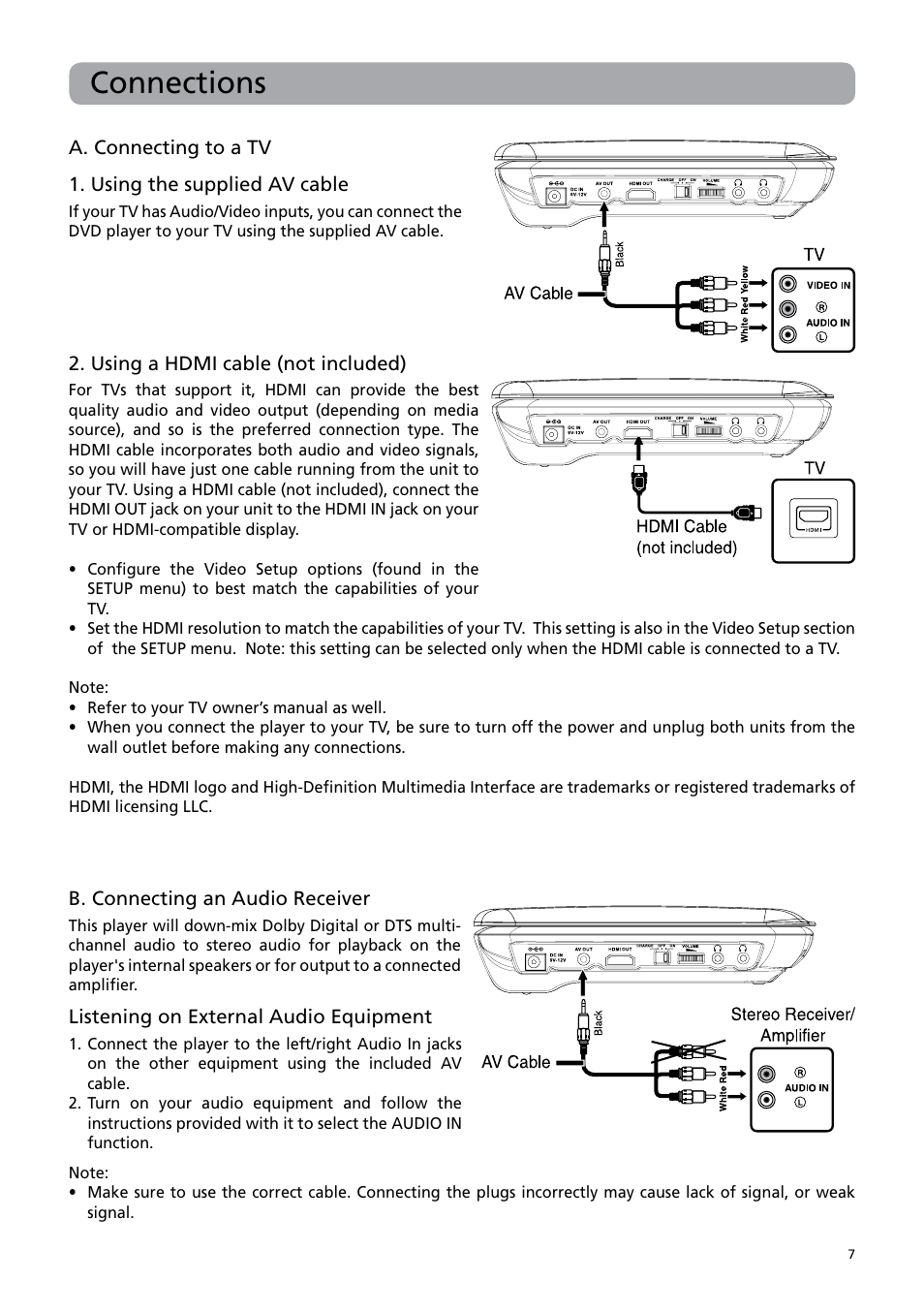 Connections | RCA BRC3109 User Manual | Page 11 / 24