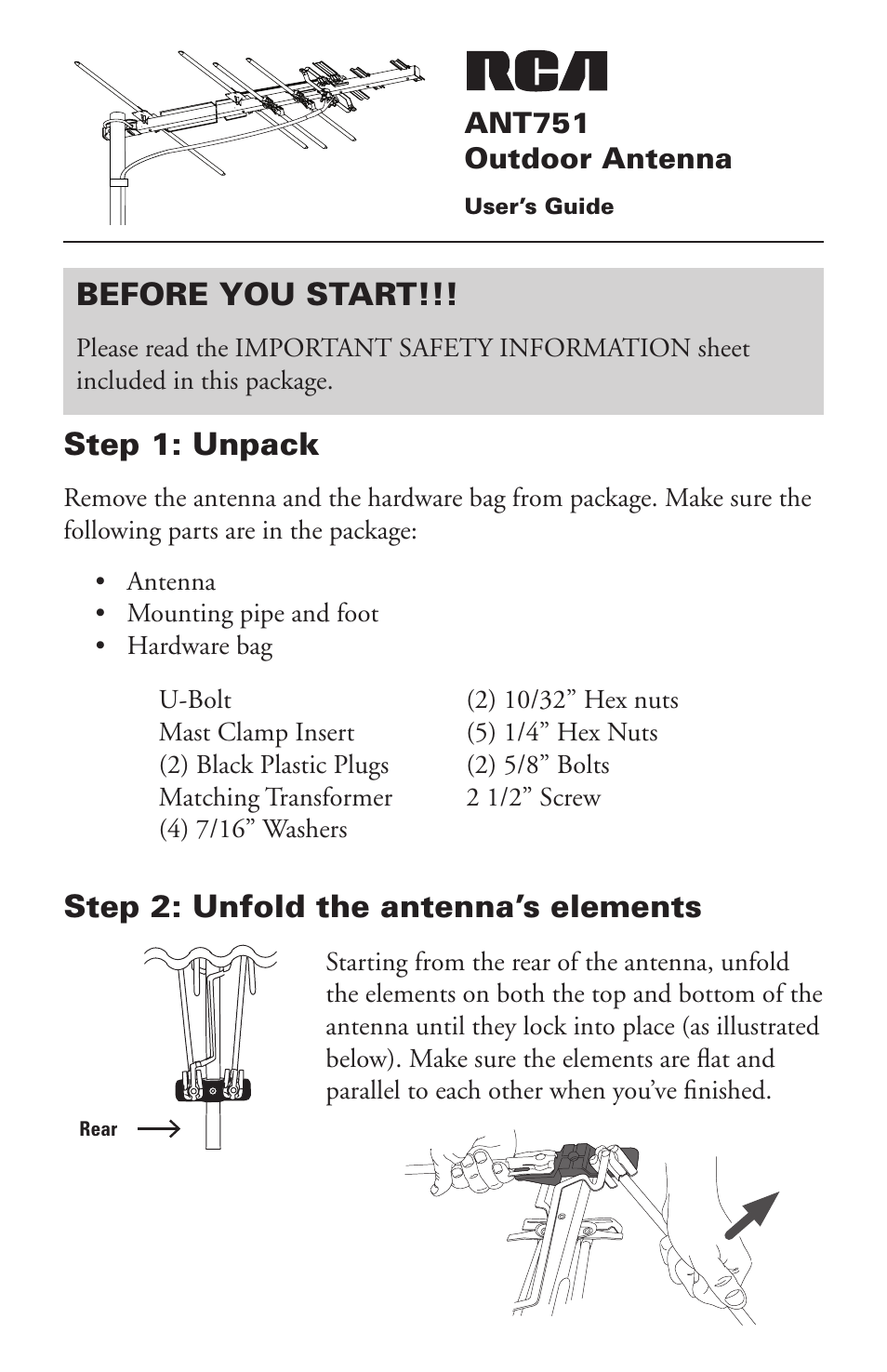 RCA ANT751 User Manual | 10 pages