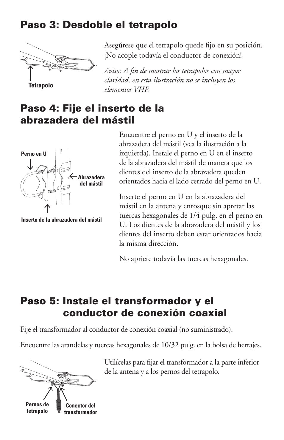 Paso 3: desdoble el tetrapolo | RCA ANT751 User Manual | Page 7 / 10