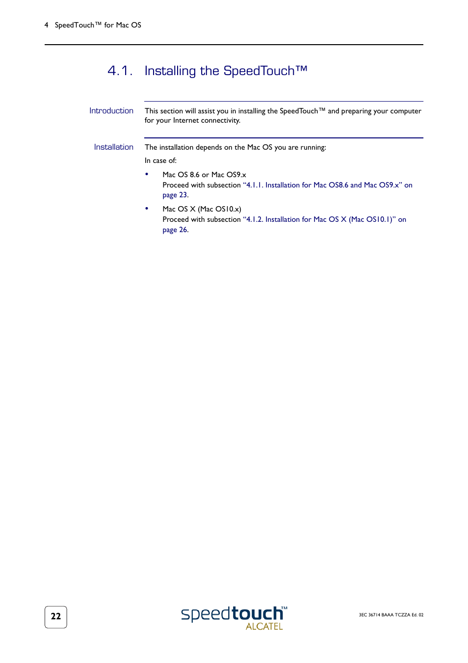 Installing the speedtouch, Introduction, Installation | RCA 300 User Manual | Page 26 / 46