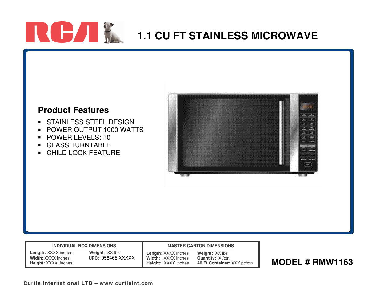 RCA RMW1163 User Manual | 1 page