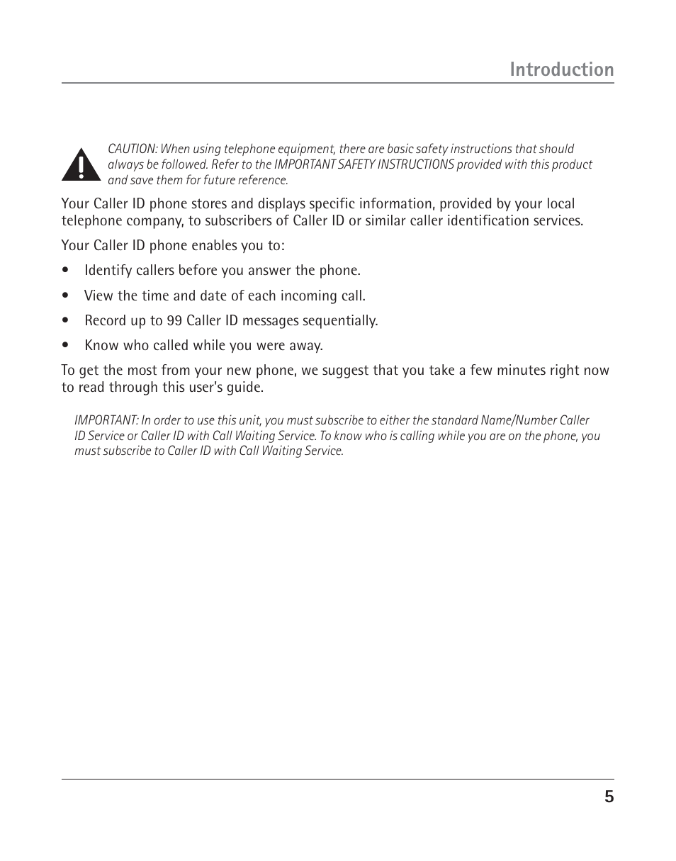 Introduction | RCA TWO-LINE SPEAKERPHONE WITH CALL WAITING CALLER ID 25202 User Manual | Page 5 / 76