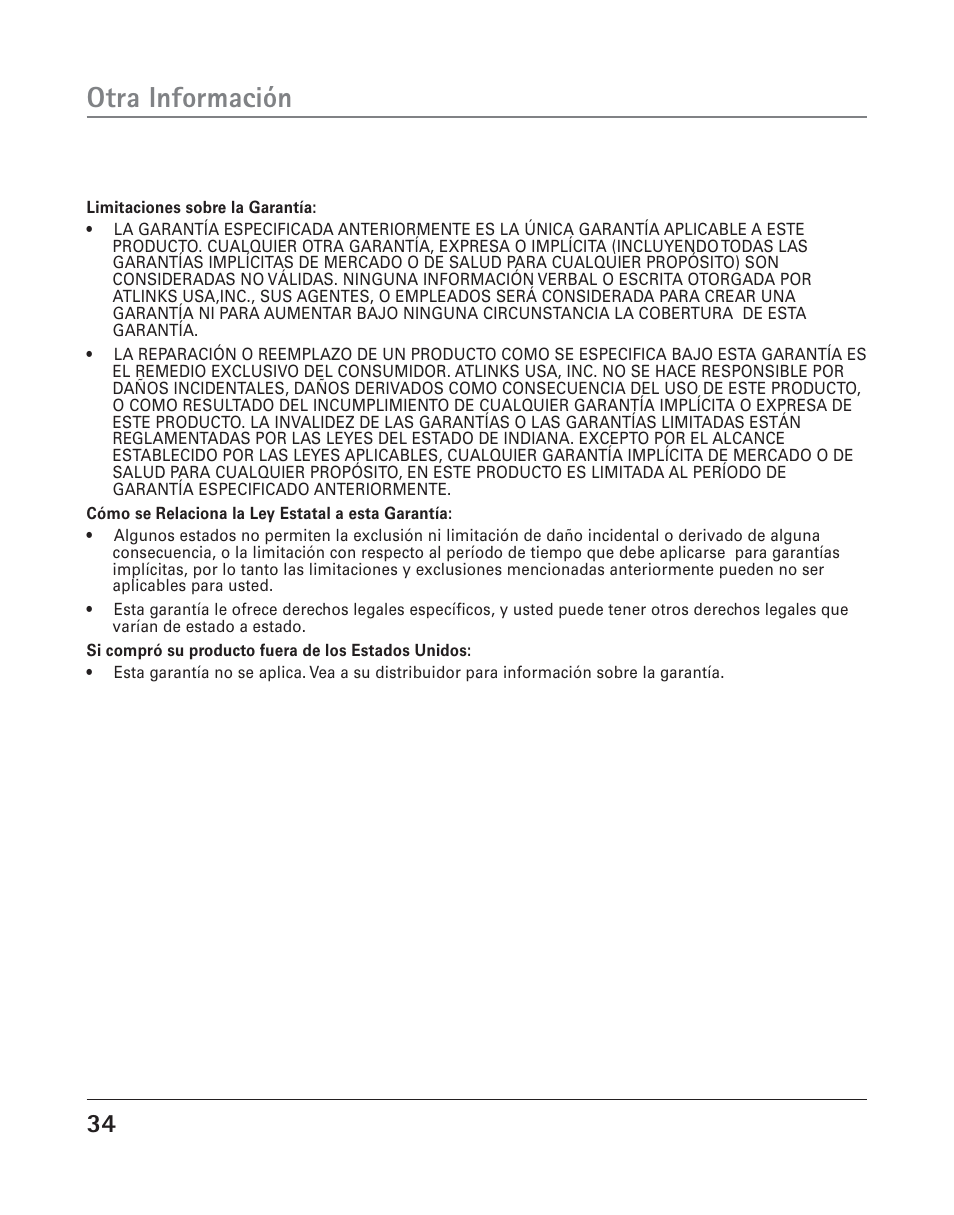 Otra información | RCA TWO-LINE SPEAKERPHONE WITH CALL WAITING CALLER ID 25202 User Manual | Page 72 / 76