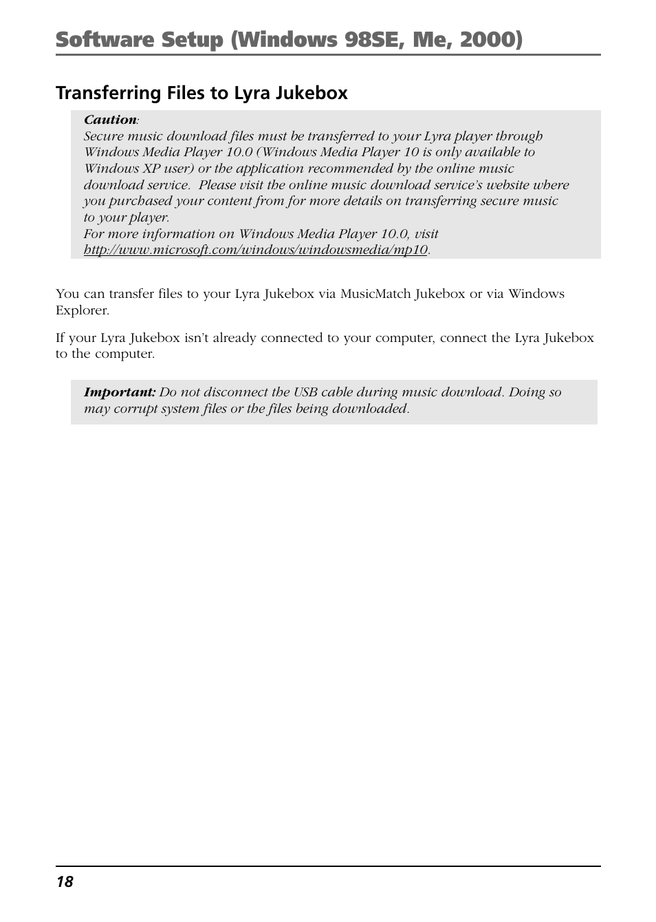 Transferring files to lyra jukebox | RCA Lyra PDP2811 User Manual | Page 18 / 58