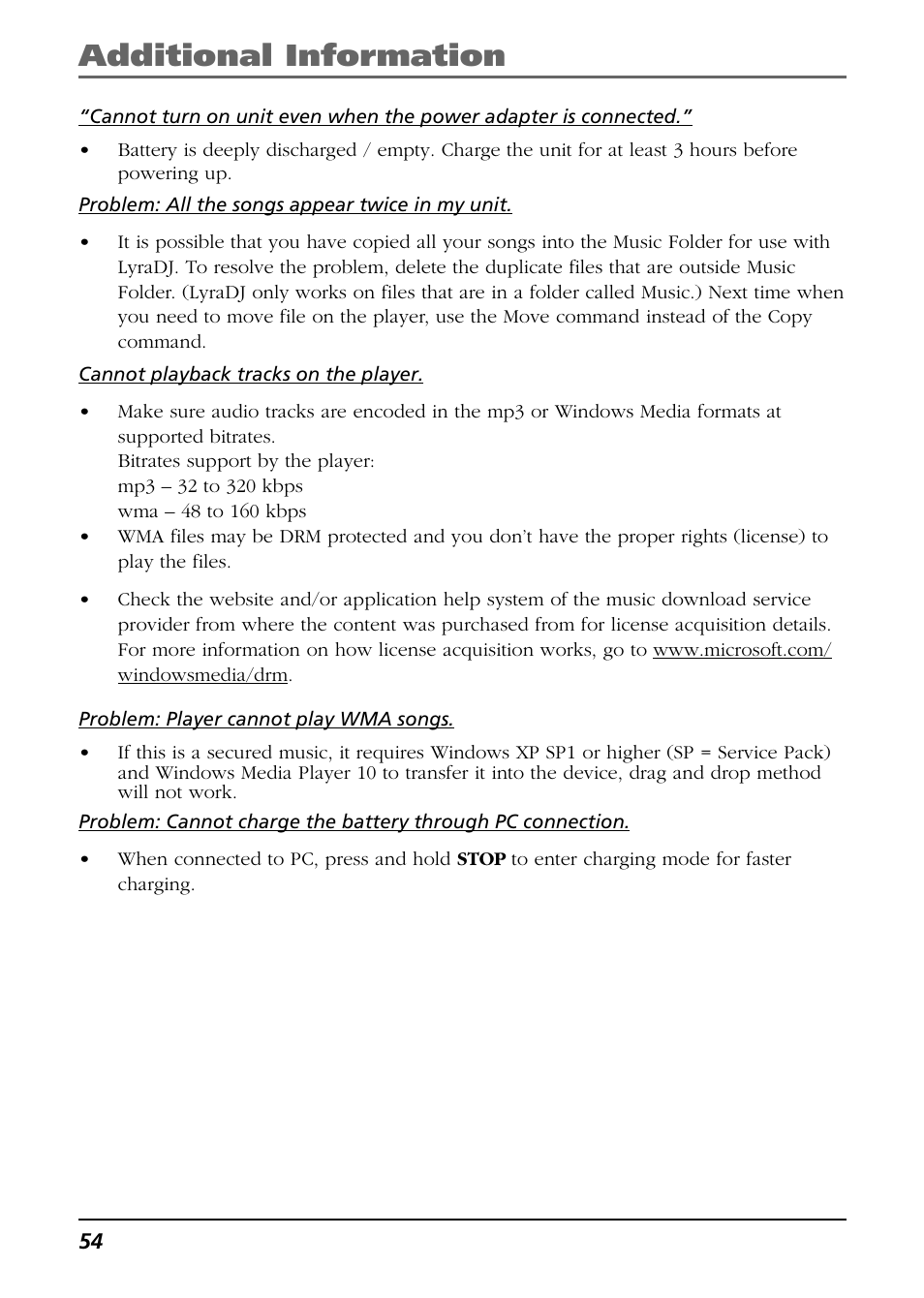 Additional information | RCA Lyra PDP2811 User Manual | Page 54 / 58