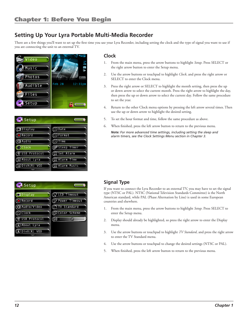 Chapter 1: before you begin, Setting up your lyra portable multi-media recorder | RCA LYRA X3000 User Manual | Page 18 / 68