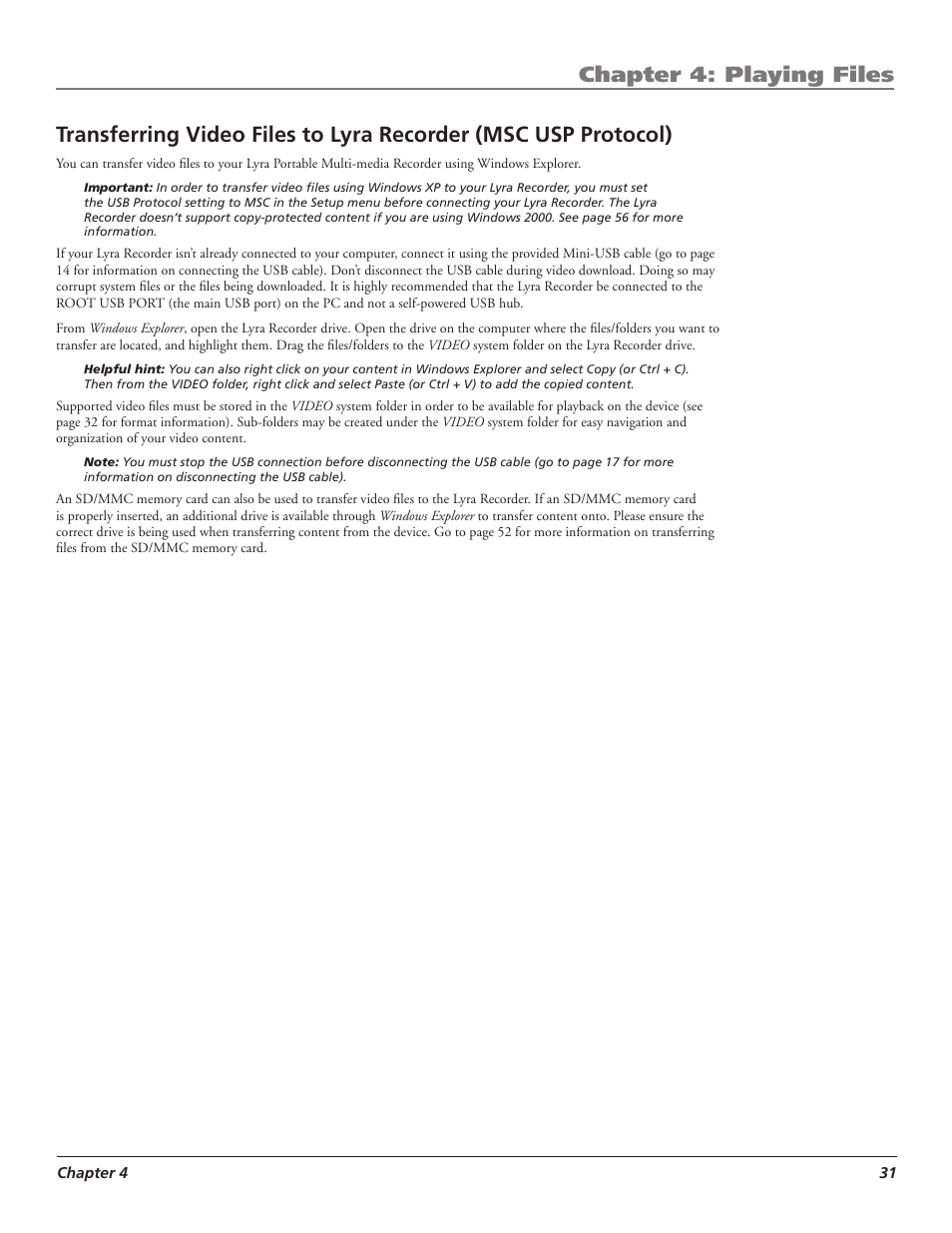 Chapter 4: playing files | RCA LYRA X3000 User Manual | Page 37 / 68