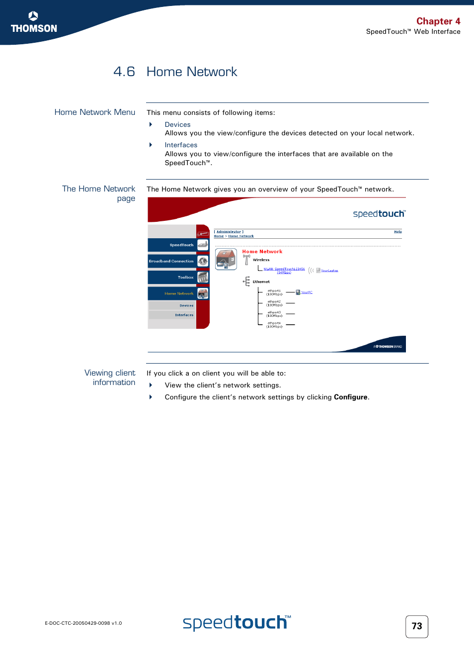 6 home network, Home network menu, Viewing client information | Home network, Chapter 4 | RCA 516 User Manual | Page 81 / 102