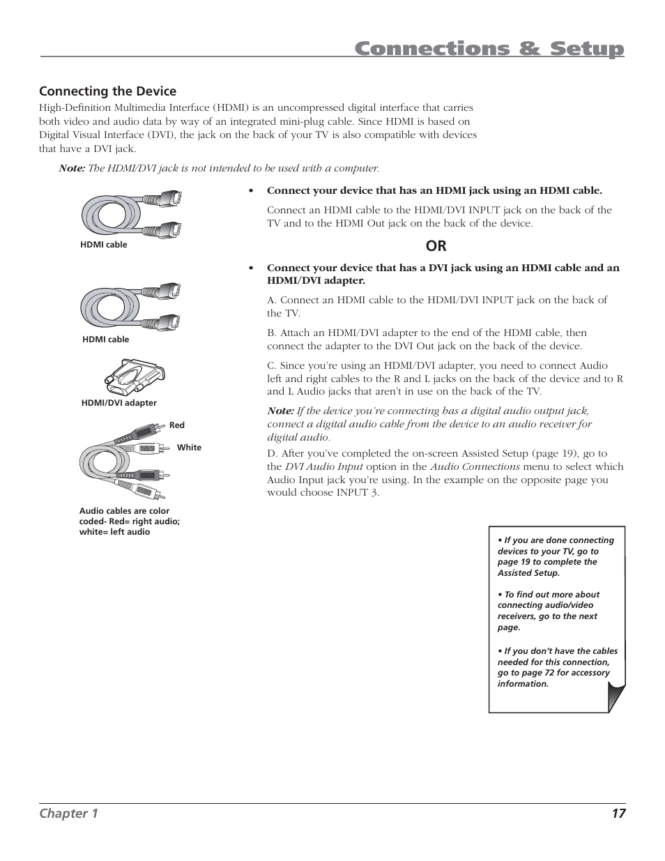 Connections & setup | RCA HD50LPW62B User Manual | Page 19 / 80