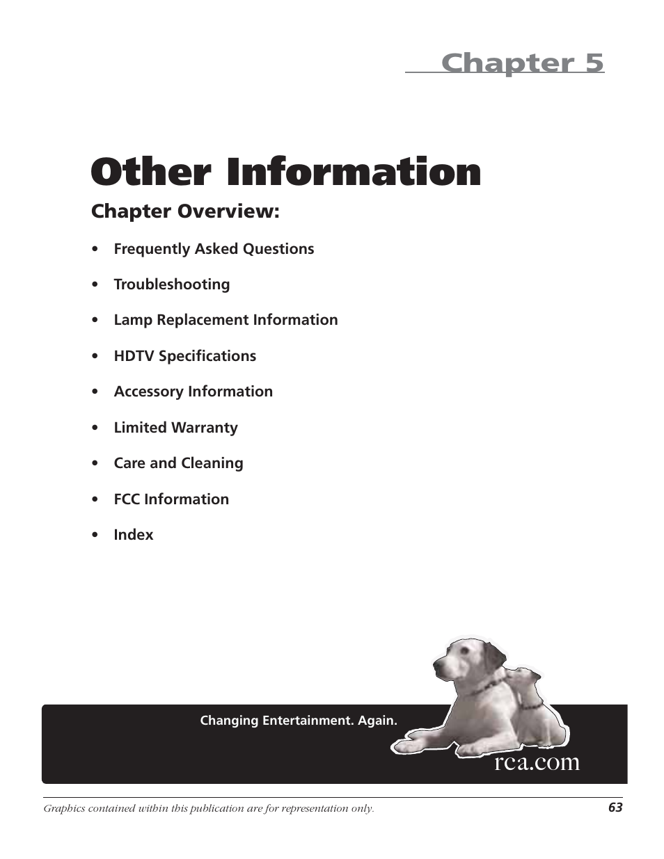 Other information, Chapter 5 other information, Chapter overview | RCA HD50LPW62B User Manual | Page 65 / 80