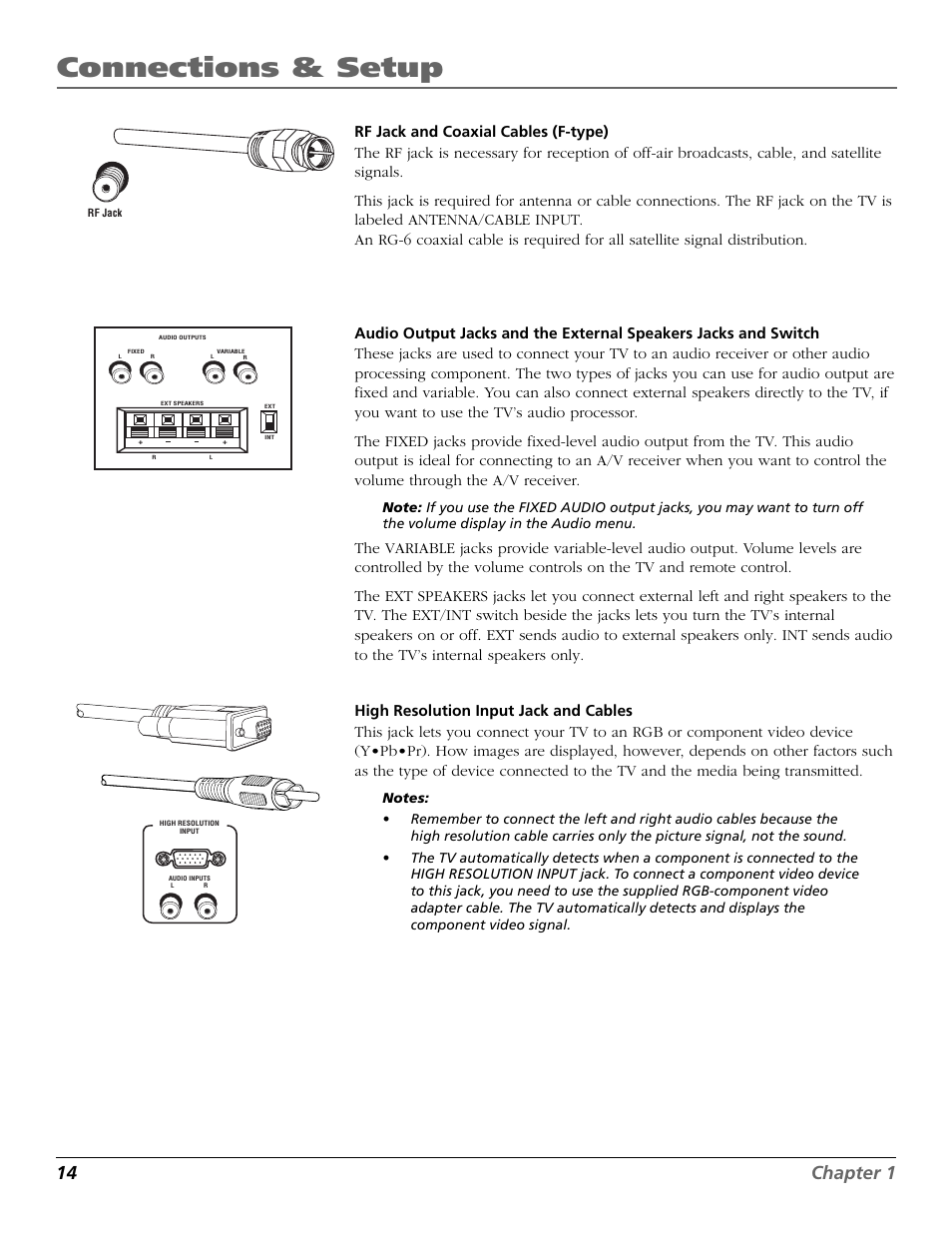 Connections & setup, 14 chapter 1 | RCA D32TF20 User Manual | Page 16 / 80