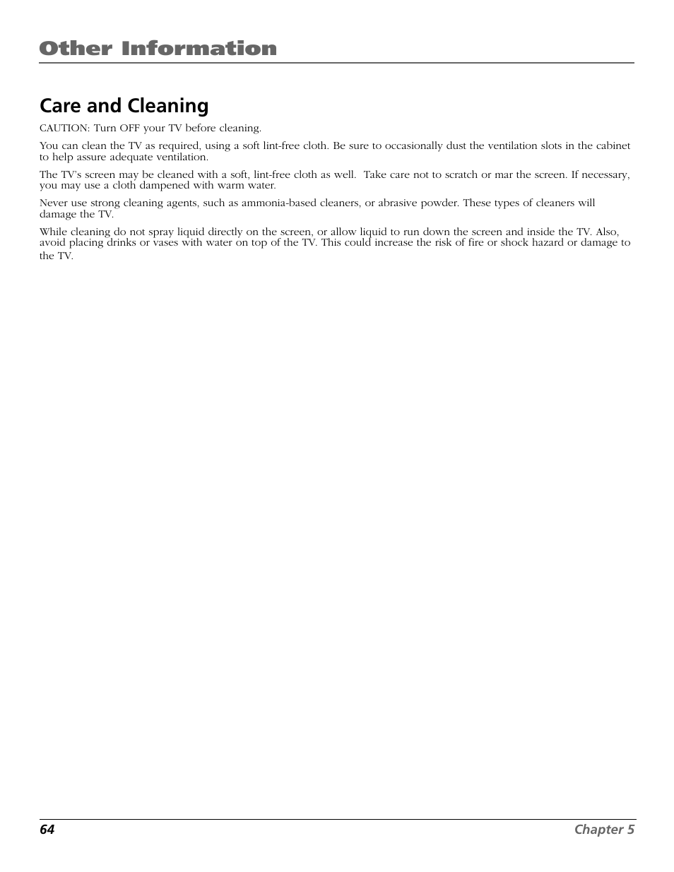 Other information, Care and cleaning | RCA D32TF20 User Manual | Page 66 / 80