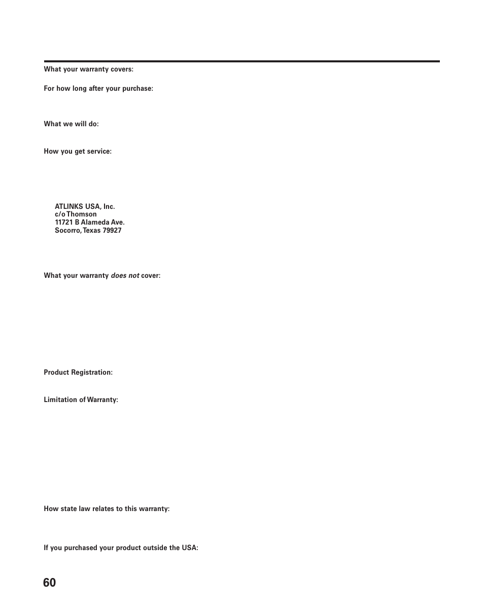 Imited, Arranty | RCA Model 21011 User Manual | Page 60 / 124