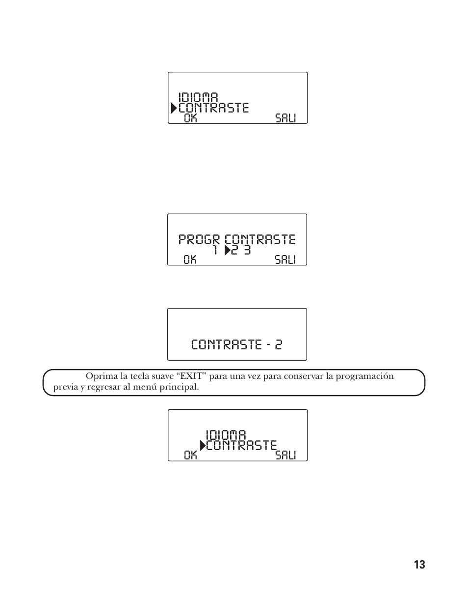 Idioma, Contraste, Progr contraste | Contraste - 2 idioma | RCA Model 21011 User Manual | Page 75 / 124