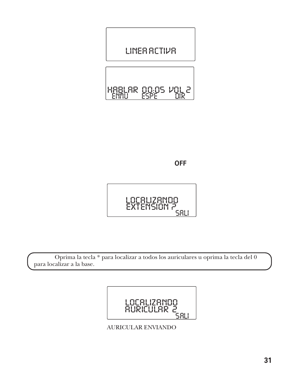 Linea activa localizando extension, Auricular 2, Localizando | RCA Model 21011 User Manual | Page 93 / 124