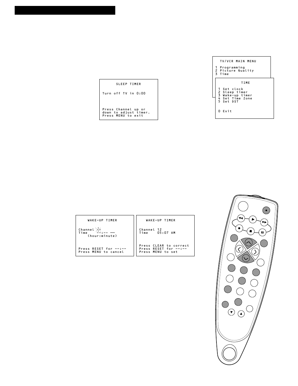 Sleep timer, Wake-up timer, Using the tv/vcr features | 10 tv/vcr features | RCA T13017WH User Manual | Page 12 / 32