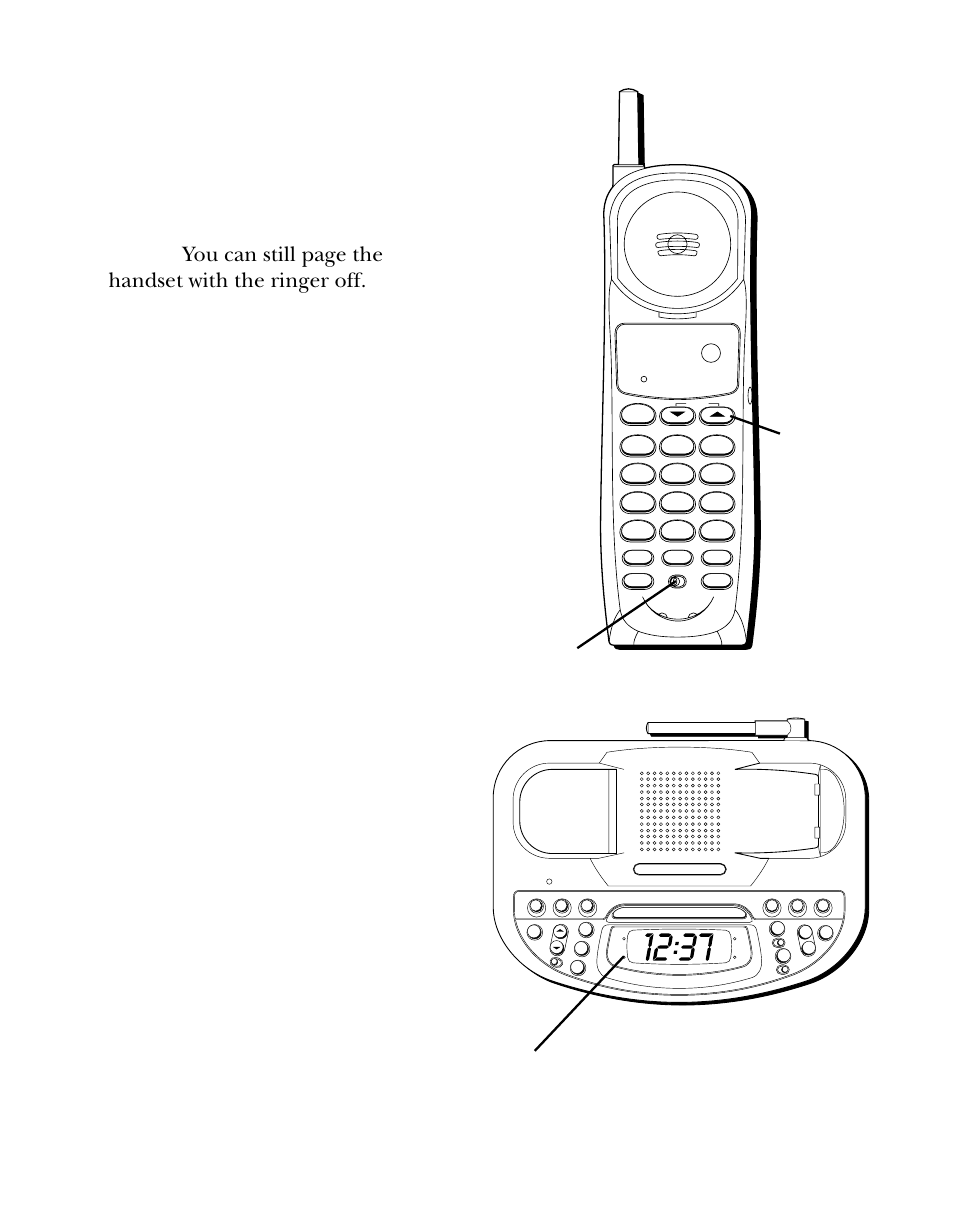 Ringer switch, Volume, Low battery | Inger, Witch, Olume, Attery, Volume button ringer switch, Batt low indicator | RCA 26980/26981 User Manual | Page 17 / 64