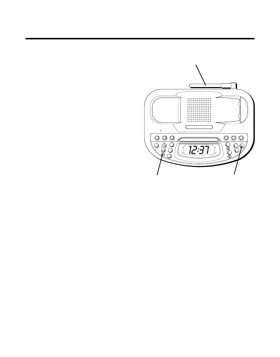 Operación del radio reloj, Antenas, Antena am | Antena fm, Poder, Para programar la banda emisora, Peración, Adio, Eloj, Ntenas | RCA 26980/26981 User Manual | Page 41 / 64