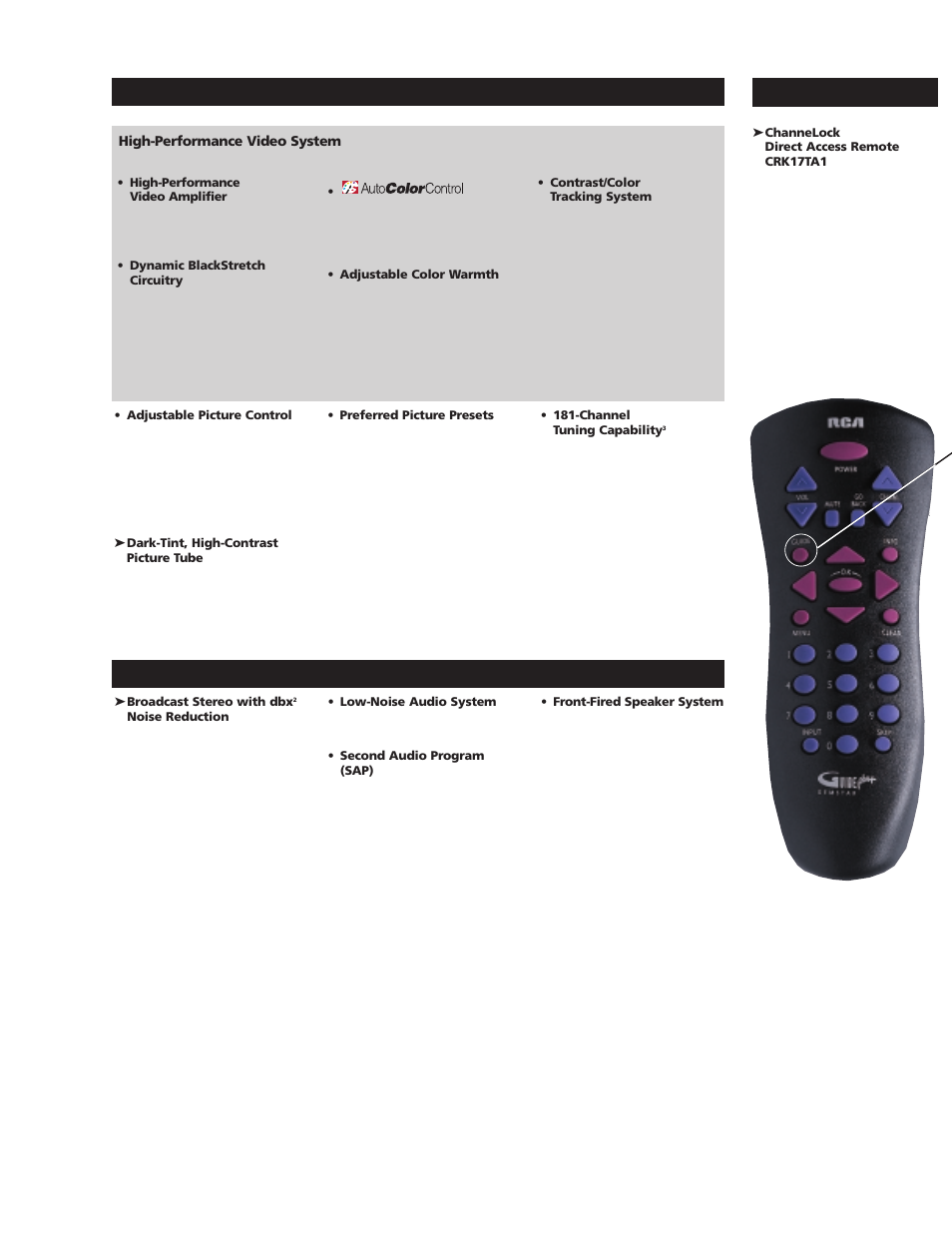 Picture remote sound | RCA F19440 User Manual | Page 2 / 4