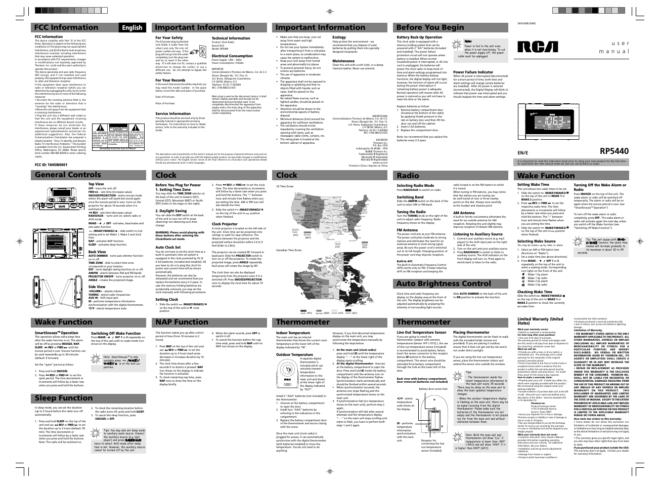 RCA RP5440 User Manual | 1 page